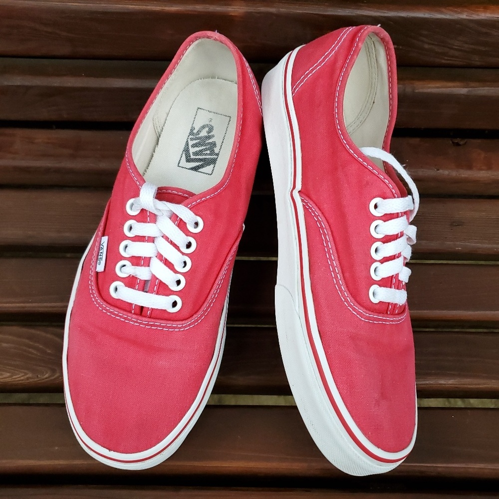 Red Vans Authentics, women's 9.5, men's 8